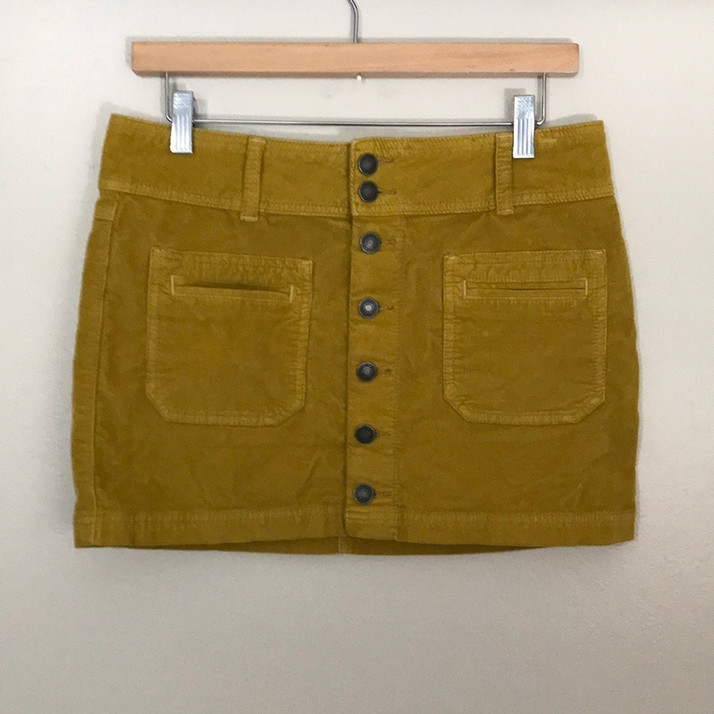 Free People Women's 28 Corduroy Mini Skirt Mustard 60s 70s